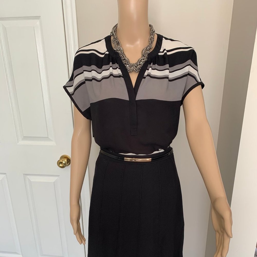 Banana Republic V Neck Striped Top /Blouse